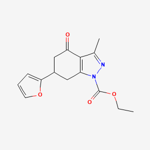 molecular formula C15H16N2O4 B4332570 ethyl 6-(2-furyl)-3-methyl-4-oxo-4,5,6,7-tetrahydro-1H-indazole-1-carboxylate 
