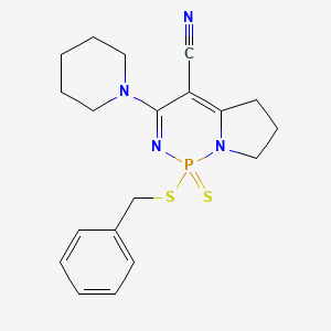 molecular formula C19H23N4PS2 B4332604 1-(benzylthio)-3-piperidin-1-yl-1,5,6,7-tetrahydropyrrolo[1,2-c][1,3,2]diazaphosphinine-4-carbonitrile 1-sulfide 