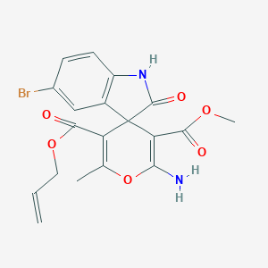 molecular formula C19H17BrN2O6 B433262 3-O'-methyl 5-O'-prop-2-enyl 2'-amino-5-bromo-6'-methyl-2-oxospiro[1H-indole-3,4'-pyran]-3',5'-dicarboxylate CAS No. 353461-65-1