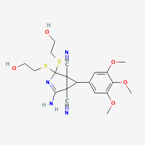 molecular formula C20H24N4O5S2 B4332637 2-amino-4,4-bis[(2-hydroxyethyl)thio]-6-(3,4,5-trimethoxyphenyl)-3-azabicyclo[3.1.0]hex-2-ene-1,5-dicarbonitrile 