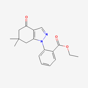 molecular formula C18H20N2O3 B4332643 ethyl 2-(6,6-dimethyl-4-oxo-4,5,6,7-tetrahydro-1H-indazol-1-yl)benzoate 