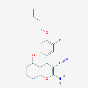 molecular formula C21H24N2O4 B433269 2-amino-4-(4-butoxy-3-methoxyphenyl)-5-oxo-5,6,7,8-tetrahydro-4H-chromene-3-carbonitrile CAS No. 309927-09-1