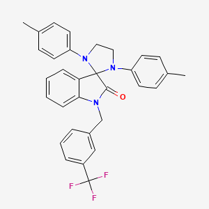 molecular formula C32H28F3N3O B4332695 1,3-bis(4-methylphenyl)-1'-[3-(trifluoromethyl)benzyl]spiro[imidazolidine-2,3'-indol]-2'(1'H)-one 