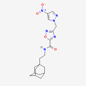 molecular formula C19H24N6O4 B4332722 N-[2-(1-adamantyl)ethyl]-3-[(4-nitro-1H-pyrazol-1-yl)methyl]-1,2,4-oxadiazole-5-carboxamide 