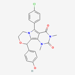 5-(4-chlorophenyl)-10-(4-hydroxyphenyl)-1,3-dimethyl-1,7,8,10-tetrahydro-2H-pyrimido[4',5':3,4]pyrrolo[2,1-c][1,4]oxazine-2,4(3H)-dione