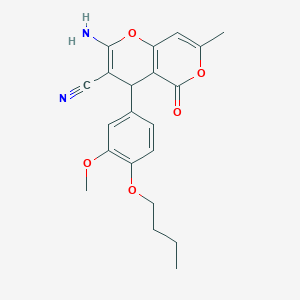 B433277 2-amino-4-(4-butoxy-3-methoxyphenyl)-7-methyl-5-oxo-4H,5H-pyrano[4,3-b]pyran-3-carbonitrile CAS No. 500279-00-5