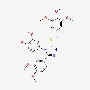 molecular formula C28H31N3O7S B4332777 3,4-BIS(3,4-DIMETHOXYPHENYL)-5-{[(3,4,5-TRIMETHOXYPHENYL)METHYL]SULFANYL}-4H-1,2,4-TRIAZOLE 