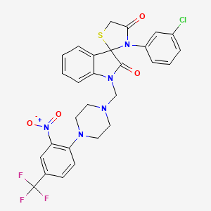 molecular formula C28H23ClF3N5O4S B4332784 3'-(3-CHLOROPHENYL)-1-({4-[2-NITRO-4-(TRIFLUOROMETHYL)PHENYL]PIPERAZIN-1-YL}METHYL)-1,2-DIHYDROSPIRO[INDOLE-3,2'-[1,3]THIAZOLIDINE]-2,4'-DIONE 