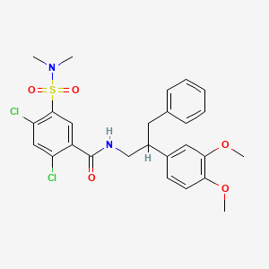 molecular formula C26H28Cl2N2O5S B4332800 2,4-dichloro-N-[2-(3,4-dimethoxyphenyl)-3-phenylpropyl]-5-[(dimethylamino)sulfonyl]benzamide 