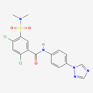 molecular formula C17H15Cl2N5O3S B4332802 2,4-dichloro-5-[(dimethylamino)sulfonyl]-N-[4-(1H-1,2,4-triazol-1-yl)phenyl]benzamide 