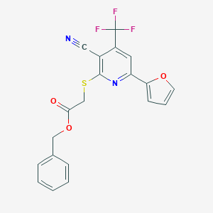 molecular formula C20H13F3N2O3S B433283 Benzyl 2-[3-cyano-6-(furan-2-yl)-4-(trifluoromethyl)pyridin-2-yl]sulfanylacetate CAS No. 625369-86-0