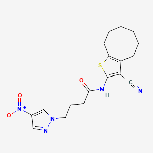 N-(3-cyano-4,5,6,7,8,9-hexahydrocycloocta[b]thien-2-yl)-4-(4-nitro-1H-pyrazol-1-yl)butanamide