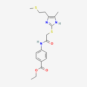 ethyl 4-{[({4-methyl-5-[2-(methylthio)ethyl]-1H-imidazol-2-yl}thio)acetyl]amino}benzoate