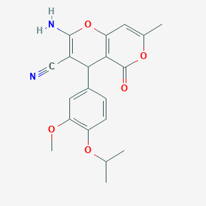 molecular formula C20H20N2O5 B433286 2-amino-4-(4-isopropoxy-3-methoxyphenyl)-7-methyl-5-oxo-4H,5H-pyrano[4,3-b]pyran-3-carbonitrile CAS No. 625375-34-0