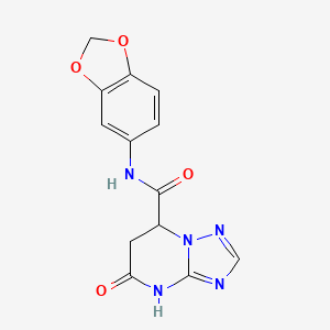 molecular formula C13H11N5O4 B4332871 N-1,3-benzodioxol-5-yl-5-oxo-4,5,6,7-tetrahydro[1,2,4]triazolo[1,5-a]pyrimidine-7-carboxamide 