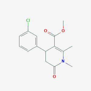 molecular formula C15H16ClNO3 B4332898 methyl 4-(3-chlorophenyl)-1,2-dimethyl-6-oxo-1,4,5,6-tetrahydropyridine-3-carboxylate 