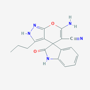 molecular formula C17H15N5O2 B433290 6'-amino-2-oxo-3'-propylspiro[1H-indole-3,4'-2H-pyrano[2,3-c]pyrazole]-5'-carbonitrile CAS No. 309724-93-4