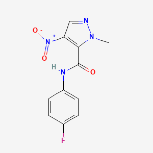 molecular formula C11H9FN4O3 B4332916 N-(4-fluorophenyl)-1-methyl-4-nitro-1H-pyrazole-5-carboxamide 