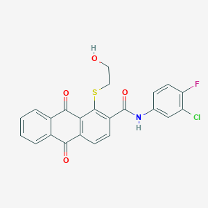 molecular formula C23H15ClFNO4S B4332935 N-(3-chloro-4-fluorophenyl)-1-[(2-hydroxyethyl)thio]-9,10-dioxo-9,10-dihydroanthracene-2-carboxamide 