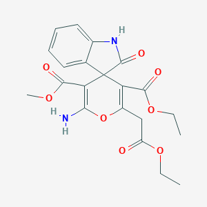 molecular formula C21H22N2O8 B433294 5-O'-ethyl 3-O'-methyl 2'-amino-6'-(2-ethoxy-2-oxoethyl)-2-oxospiro[1H-indole-3,4'-pyran]-3',5'-dicarboxylate CAS No. 353461-96-8