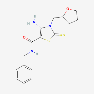 4-amino-N-benzyl-3-(tetrahydrofuran-2-ylmethyl)-2-thioxo-2,3-dihydro-1,3-thiazole-5-carboxamide