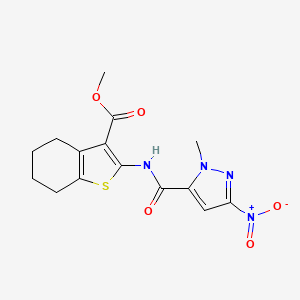 molecular formula C15H16N4O5S B4332952 METHYL 2-(1-METHYL-3-NITRO-1H-PYRAZOLE-5-AMIDO)-4,5,6,7-TETRAHYDRO-1-BENZOTHIOPHENE-3-CARBOXYLATE 