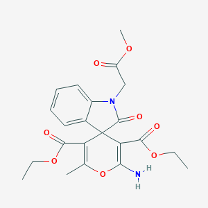 molecular formula C22H24N2O8 B433297 Diethyl 2'-amino-1-(2-methoxy-2-oxoethyl)-6'-methyl-2-oxospiro[indole-3,4'-pyran]-3',5'-dicarboxylate CAS No. 445222-58-2