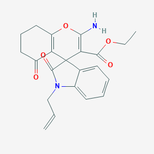 molecular formula C22H22N2O5 B433298 ethyl 2-amino-2',5-dioxo-1'-prop-2-enylspiro[7,8-dihydro-6H-chromene-4,3'-indole]-3-carboxylate CAS No. 445222-60-6