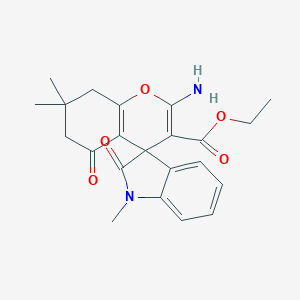 molecular formula C22H24N2O5 B433299 Ethyl 2-amino-1',7,7-trimethyl-2',5-dioxospiro[6,8-dihydrochromene-4,3'-indole]-3-carboxylate CAS No. 445222-66-2