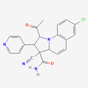 molecular formula C21H17ClN4O2 B4333006 1-ACETYL-7-CHLORO-3-CYANO-2-(PYRIDIN-4-YL)-1H,2H,3H,3AH-PYRROLO[1,2-A]QUINOLINE-3-CARBOXAMIDE 