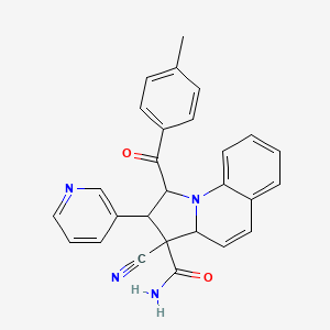 3-cyano-1-(4-methylbenzoyl)-2-pyridin-3-yl-1,2,3,3a-tetrahydropyrrolo[1,2-a]quinoline-3-carboxamide