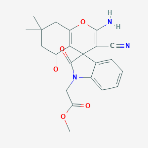 molecular formula C22H21N3O5 B433303 Methyl 2-(2-amino-3-cyano-7,7-dimethyl-2',5-dioxospiro[6,8-dihydrochromene-4,3'-indole]-1'-yl)acetate CAS No. 445222-68-4