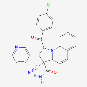 1-(4-chlorobenzoyl)-3-cyano-2-pyridin-3-yl-1,2,3,3a-tetrahydropyrrolo[1,2-a]quinoline-3-carboxamide