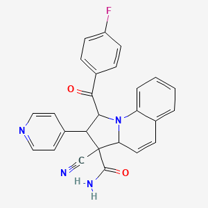 molecular formula C26H19FN4O2 B4333031 3-cyano-1-(4-fluorobenzoyl)-2-pyridin-4-yl-1,2,3,3a-tetrahydropyrrolo[1,2-a]quinoline-3-carboxamide 