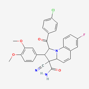 1-(4-chlorobenzoyl)-3-cyano-2-(3,4-dimethoxyphenyl)-7-fluoro-1,2,3,3a-tetrahydropyrrolo[1,2-a]quinoline-3-carboxamide