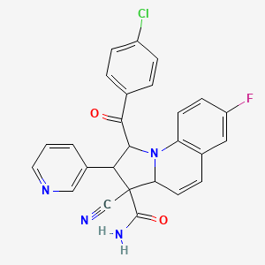 1-(4-chlorobenzoyl)-3-cyano-7-fluoro-2-pyridin-3-yl-1,2,3,3a-tetrahydropyrrolo[1,2-a]quinoline-3-carboxamide