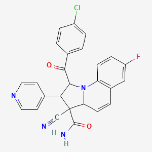 1-(4-chlorobenzoyl)-3-cyano-7-fluoro-2-pyridin-4-yl-1,2,3,3a-tetrahydropyrrolo[1,2-a]quinoline-3-carboxamide