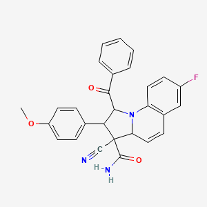 1-benzoyl-3-cyano-7-fluoro-2-(4-methoxyphenyl)-1,2,3,3a-tetrahydropyrrolo[1,2-a]quinoline-3-carboxamide