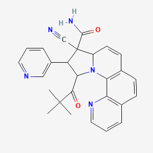 molecular formula C27H25N5O2 B4333055 9-CYANO-11-(2,2-DIMETHYLPROPANOYL)-10-(PYRIDIN-3-YL)-8AH,9H,10H,11H-PYRROLO[1,2-A]1,10-PHENANTHROLINE-9-CARBOXAMIDE 