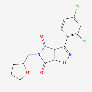 molecular formula C16H14Cl2N2O4 B4333058 3-(2,4-dichlorophenyl)-5-(tetrahydrofuran-2-ylmethyl)-3aH-pyrrolo[3,4-d]isoxazole-4,6(5H,6aH)-dione 