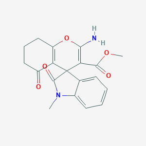 molecular formula C19H18N2O5 B433306 Methyl 2-amino-1'-methyl-2',5-dioxo-1',2',5,6,7,8-hexahydrospiro[chromene-4,3'-indole]-3-carboxylate CAS No. 445222-72-0