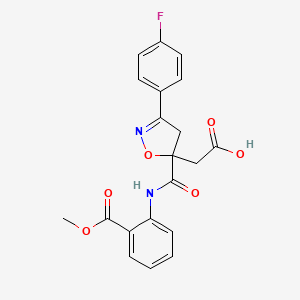 molecular formula C20H17FN2O6 B4333066 2-[3-(4-FLUOROPHENYL)-5-{[2-(METHOXYCARBONYL)PHENYL]CARBAMOYL}-4,5-DIHYDRO-1,2-OXAZOL-5-YL]ACETIC ACID 