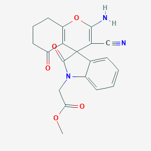 molecular formula C20H17N3O5 B433307 methyl (2-amino-3-cyano-2',5-dioxo-5,6,7,8-tetrahydrospiro[chromene-4,3'-indol]-1'(2'H)-yl)acetate CAS No. 445222-69-5