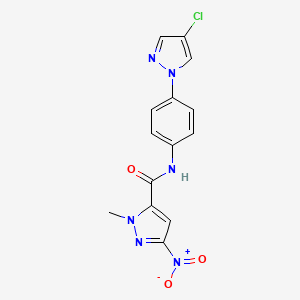 molecular formula C14H11ClN6O3 B4333136 N-[4-(4-chloro-1H-pyrazol-1-yl)phenyl]-1-methyl-3-nitro-1H-pyrazole-5-carboxamide 