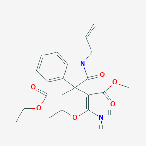 molecular formula C21H22N2O6 B433314 5-O'-ethyl 3-O'-methyl 2'-amino-6'-methyl-2-oxo-1-prop-2-enylspiro[indole-3,4'-pyran]-3',5'-dicarboxylate CAS No. 461430-41-1