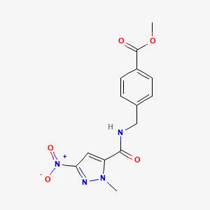 molecular formula C14H14N4O5 B4333141 METHYL 4-{[(1-METHYL-3-NITRO-1H-PYRAZOL-5-YL)FORMAMIDO]METHYL}BENZOATE 