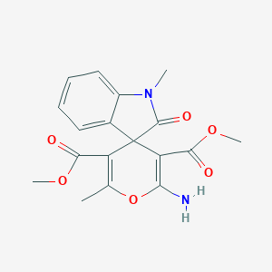 molecular formula C18H18N2O6 B433317 Dimethyl 2'-amino-1,6'-dimethyl-2-oxo-1,2-dihydrospiro[indole-3,4'-pyran]-3',5'-dicarboxylate CAS No. 445222-82-2
