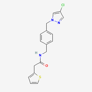 molecular formula C17H16ClN3OS B4333181 N-{4-[(4-chloro-1H-pyrazol-1-yl)methyl]benzyl}-2-(2-thienyl)acetamide 