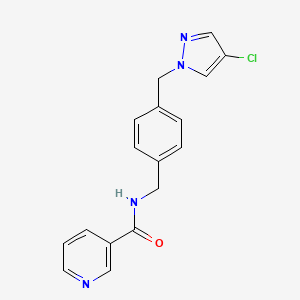 molecular formula C17H15ClN4O B4333187 N-{4-[(4-chloro-1H-pyrazol-1-yl)methyl]benzyl}nicotinamide 