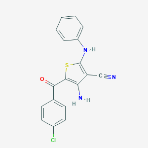 molecular formula C18H12ClN3OS B433322 4-Amino-2-anilino-5-(4-chlorobenzoyl)-3-thiophenecarbonitrile CAS No. 328262-53-9
